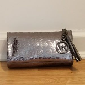 Michael Kors Silver Cosmetic Case Logo Tassle
